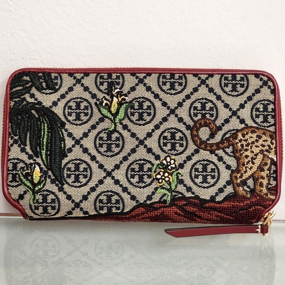 Tory Burch T Monogram Jacquard Embroidered Continental Wallet - Picture 7 of 15